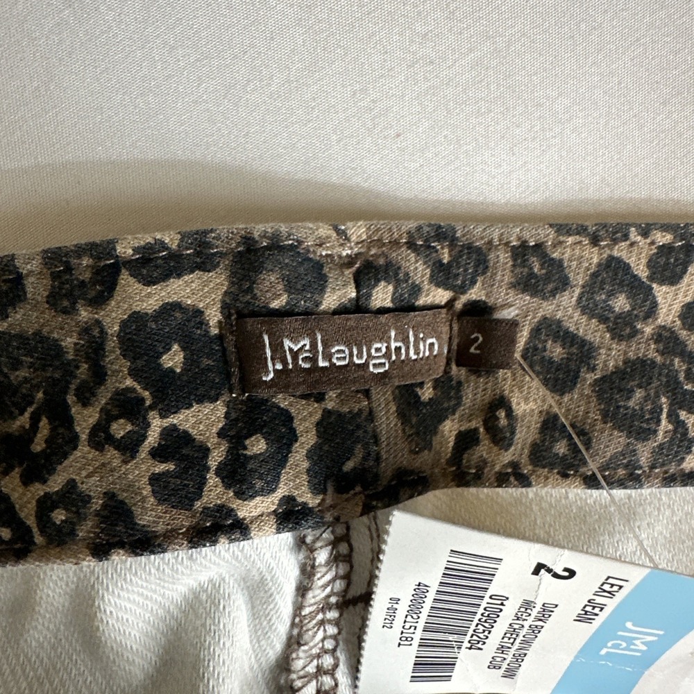 J. McLaughlin Lexi Jeans Women 2 Brown Leopard Cheetah Animal Print Skinny Pants - Picture 13 of 16